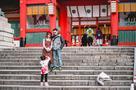 KYOTO, JAPAN- Jan 18, 2018: Tourist visit famous shrine during at Fushimi Inari in Kyoto, Japanのeditorial素材