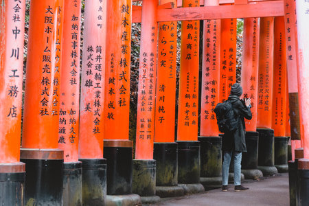 KYOTO, JAPAN- Jan 18, 2018: Tourist visit famous shrine during at Fushimi Inari in Kyoto, Japanのeditorial素材