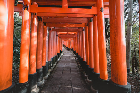 KYOTO, JAPAN- Jan 18, 2018: Tourist visit famous shrine during at Fushimi Inari in Kyoto, Japanのeditorial素材