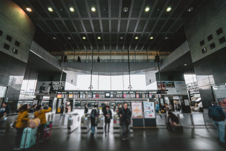 Kyoto,Japan - January 17, 2018: Kyoto Station is a railway station and transportation hub in Kyoto, Japan.のeditorial素材