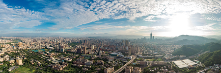 Skyline of taipei city in downtown Taipei, Taiwan.の写真素材