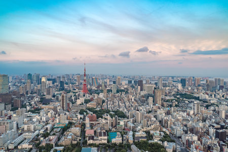 TOKYO, JAPAN - June 21, 2018: Tokyo Tower is the world's tallest, self-supported steel tower in Tokyo, Japanのeditorial素材