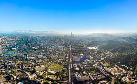Skyline of taipei city in downtown Taipei, Taiwan.