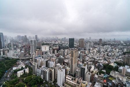Tokyo, Japan - June 20, 2018 : Tokyo night view from Tokyo tower. Tokyo Tower is the world's tallest, self-supported steel tower in Tokyo, Japanのeditorial素材
