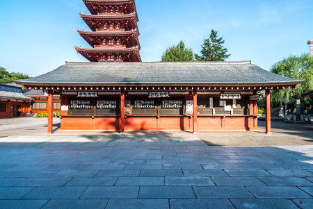 TOKYO, JAPAN - June 22, 2018: Morning view around Sensoji Temple in Tokyo. Oldest temple in Tokyo and on of the most significant Buddhist temples located in Asakusa.のeditorial素材