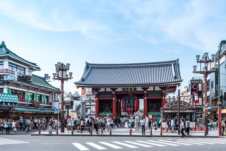 TOKYO, JAPAN - June 22, 2018 : Sensoji temple at Asakusa neighborhood, tourists are very happy to pay homage to blessing. This area has many shops & shopping center. One of Tokyo's must-see places to visitのeditorial素材