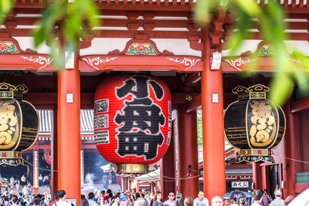TOKYO, JAPAN - June 22, 2018 : Sensoji temple at Asakusa neighborhood, tourists are very happy to pay homage to blessing. This area has many shops & shopping center. One of Tokyo's must-see places to visitのeditorial素材