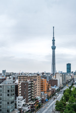 Kinshicho, Tokyo/Japan - June 22, 2018: The Main Street to Tokyo Skytree at sunrise on LOTTE CITY HOTELのeditorial素材