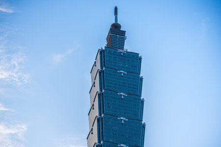 TAIPEI, TAIWAN - OCT 21, 2018: View of Taipei 101 Skyscraper during dusk , capital city at New...
