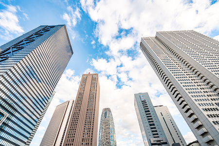 High-rise buildings and blue sky - Shinjuku, Tokyo, Japanの写真素材