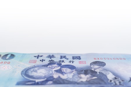 1000 New Taiwan Dollars isolated on white backgroundの写真素材