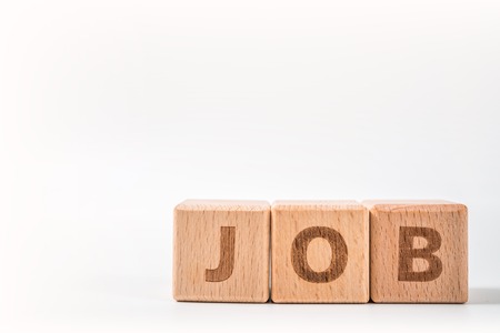 Jobs wooden blocks of business concept isolated on white background.の写真素材