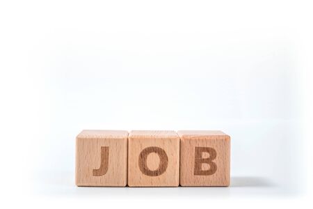 Jobs wooden blocks of business concept isolated on white background.の写真素材
