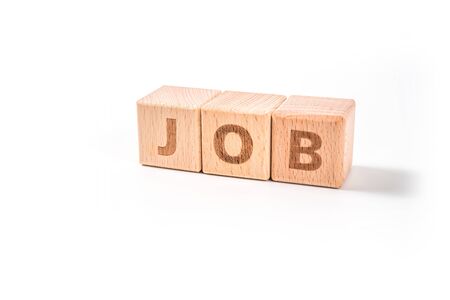 Jobs wooden blocks of business concept isolated on white background.の写真素材