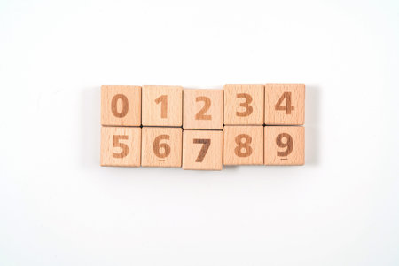 Arabic numerals on wood ,white background