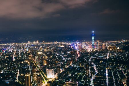Skyline of taipei city in downtown Taipei, Taiwan.の写真素材