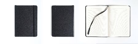 black notebook on white background with clipping pathの写真素材