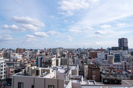 View of downtown cityscape in tokyo, Japan.のeditorial素材