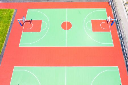 Top View, Bird eye view Basketball courts. Public Basketball courtの写真素材
