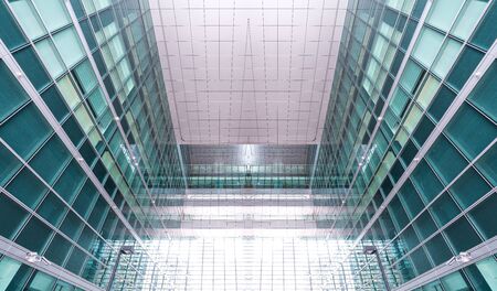 low angle view of skyscrapers in Taipei, Taiwanの写真素材