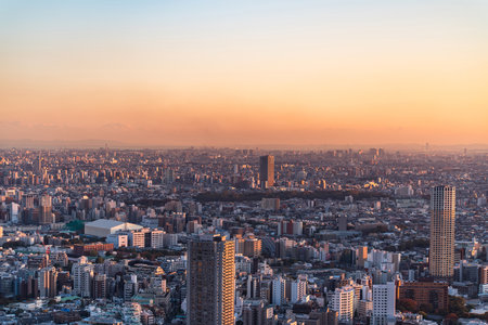 Asia Business concept for real estate and corporate construction - panoramic modern city skyline bird eye aerial view in Shibuya Sky, Tokyo, Japanのeditorial素材
