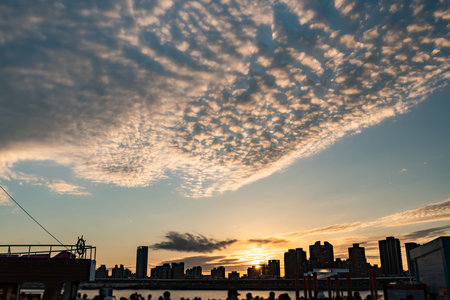 sunset view at dadaocheng wharf, taipei