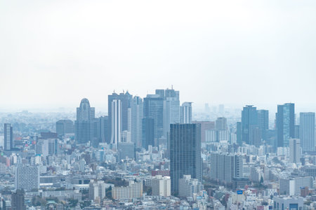 Tokyo, Japan-Mar 28, 2019:Asia business concept for real estate and corporate construction-panoramic...