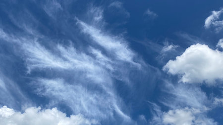 blue sky background with tiny clouds. panorama