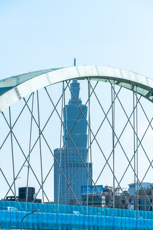 Taipei, Taiwan-Oct 4, 2020: skyline of the taipei city by the river with taipei 101 tower