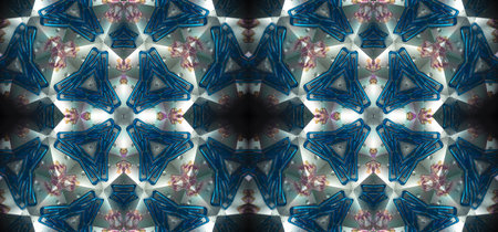 Abstract kaleidoscope background. Beautiful multicolor kaleidoscope texture. Unique kaleidoscope design.の写真素材
