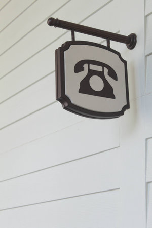 Closeup of a telephone signの写真素材