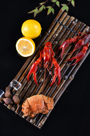Spicy red crawfish and crabの写真素材