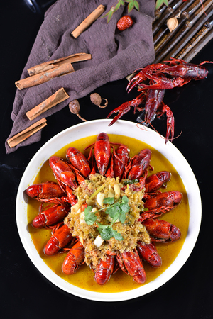 Spicy red crawfishの写真素材