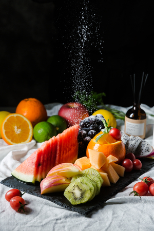 Fresh cut fruit platterの写真素材