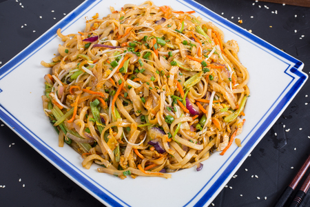 Sanxian Fried noodles in a ceramic dishの写真素材