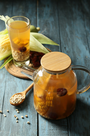Corn water in a  water jugの写真素材