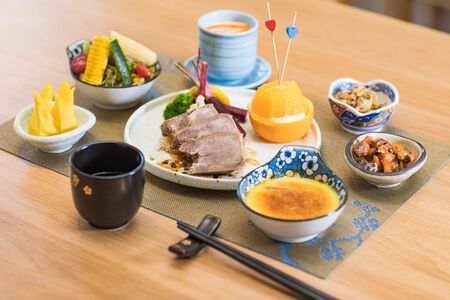 Fried beef tongue set meal, Japanese foodの写真素材