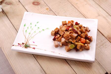 Kung chalcophora japonica gory in a white ceramic dishの写真素材