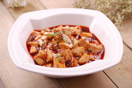 Stewed beancurd with minced pork in pepper sauceの写真素材
