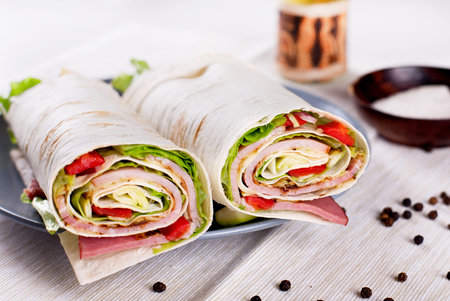 Healthy Vegetarian Salad Tortilla wrapsの写真素材