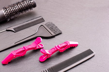 Salon Hairdresser Accessories, Comb, application brushの写真素材