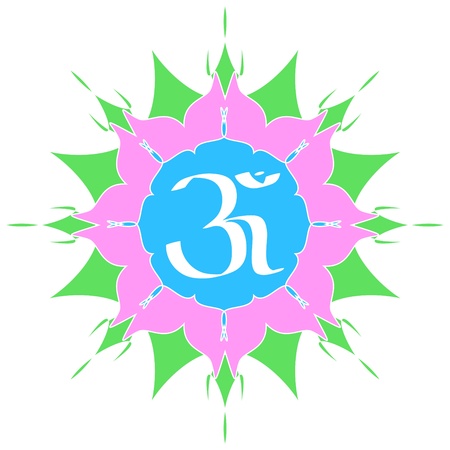 Divine OM symbol on flowerの写真素材