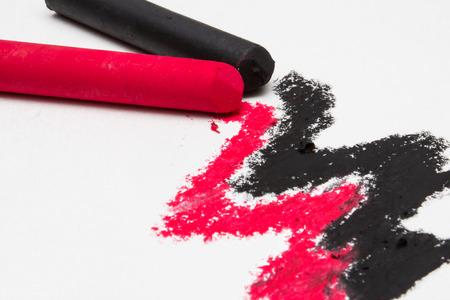 Red and Black Zig Zags in Oil Pastelの写真素材