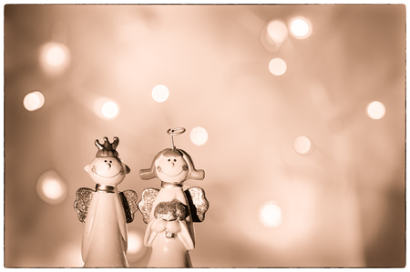 A couple of angels (sepia)の写真素材