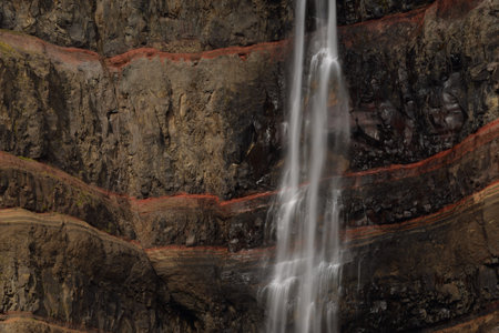 Hengifoss waterfall in Upper Herad in Icelandの写真素材