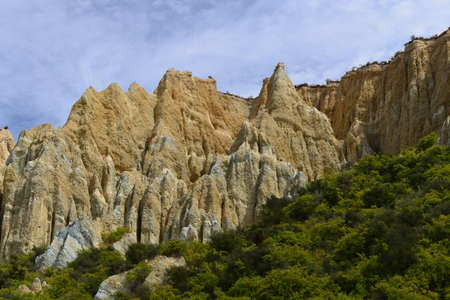 Colorful Clay Cliffs of Omaramaの写真素材