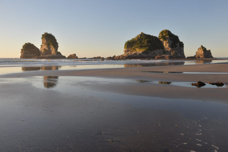 Low tide on Motukiekie Beach