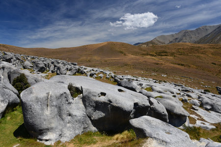 Castle Hill at Arthur's Pass National Parkの写真素材