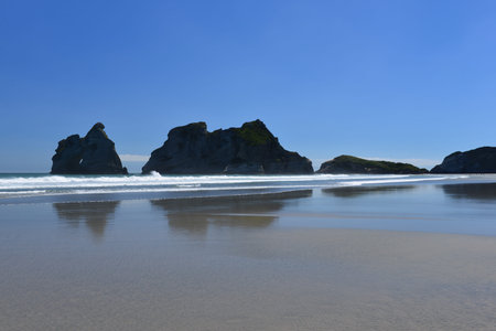 Wharariki Beach on the north of South Island New Zealand