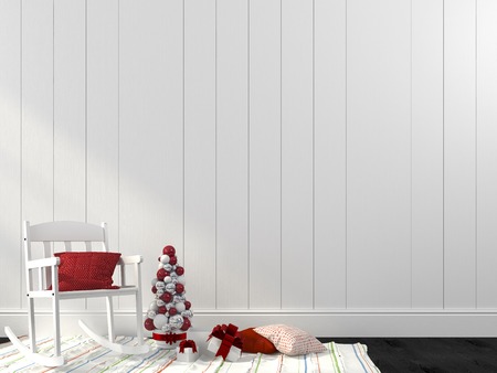 Festive composition of the interior in white and red huesの写真素材